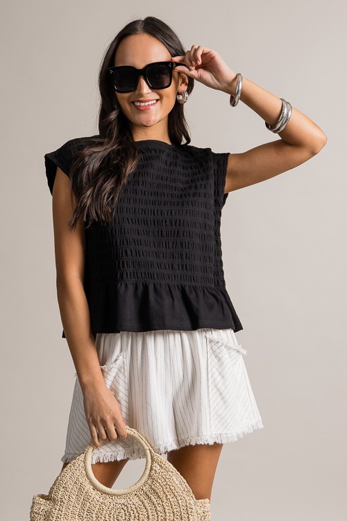 Frayed Pinstripe Shorts, Off White - 0621-110h.jpg