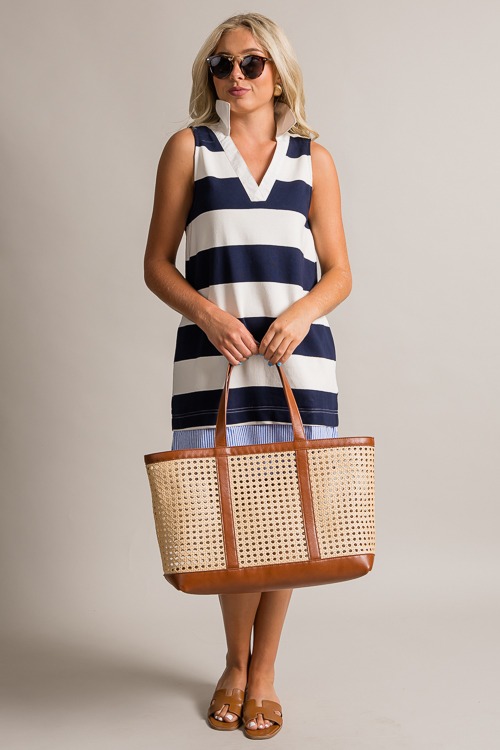 Stripe Contrast Hem Dress, Navy - 0621-274.jpg