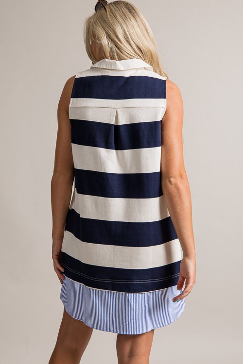 Stripe Contrast Hem Dress, Navy - 0621-277.jpg