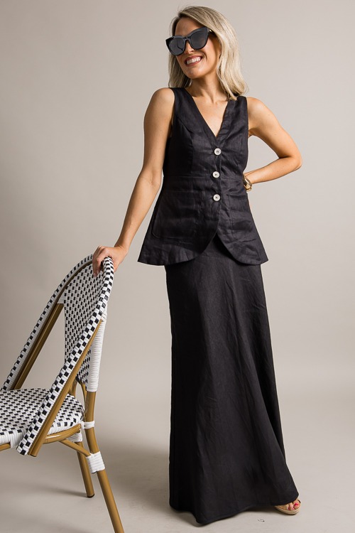 Linen Maxi Skirt, Black - 0621-344.jpg