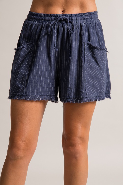 Frayed Pinstripe Shorts, Navy - 0621-97.jpg