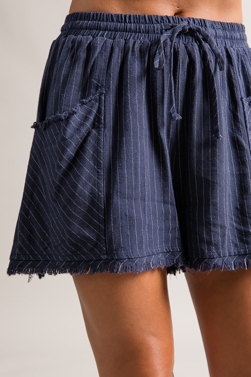 Frayed Pinstripe Shorts, Navy - 0621-98.jpg