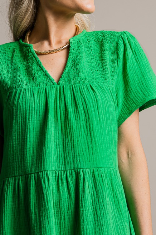 Smock Yoke Gauze Dress, Green - 0624-27-Edit.jpg