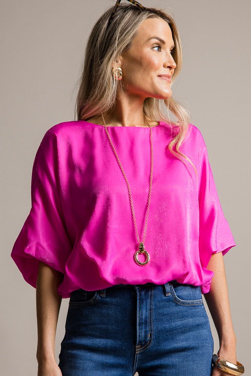 Satin Bubble Hem Blouse, Fuchsia - 0625-13.jpg