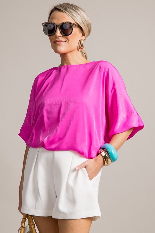 Satin Bubble Hem Blouse, Fuchsia - 0625-9p.jpg