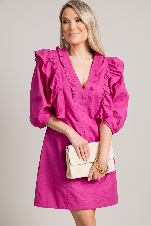 Ruffled Linen Dress, Magenta - 0626-57-Edit.jpg