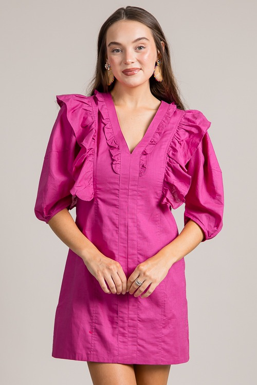 Ruffled Linen Dress, Magenta - 0626-59.jpg