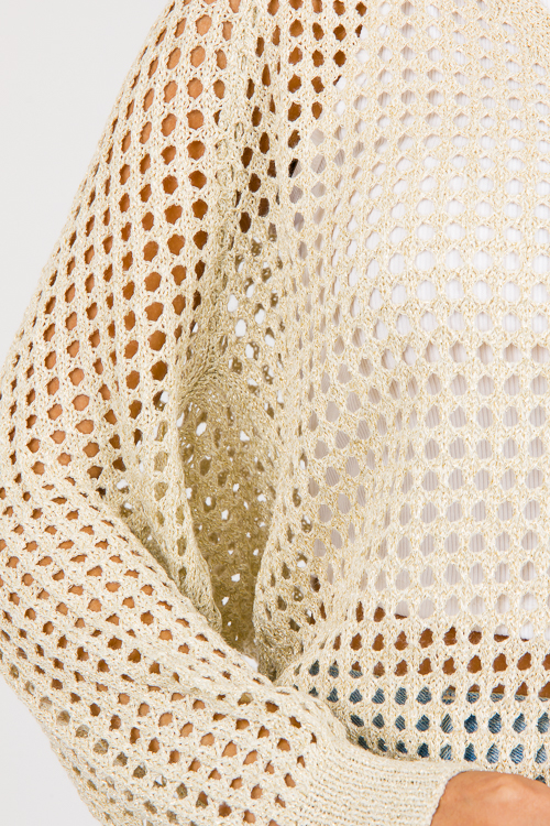 Open Weave Sweater, Cream Gold