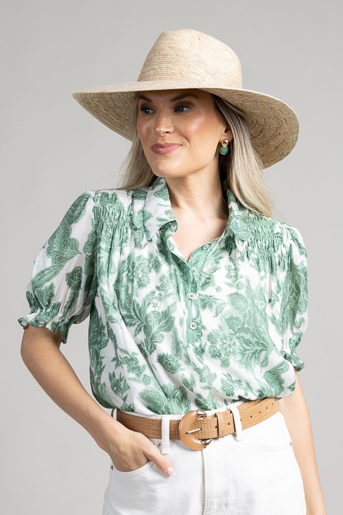 Scallop Trim Top, Green Floral - 0702-53.jpg