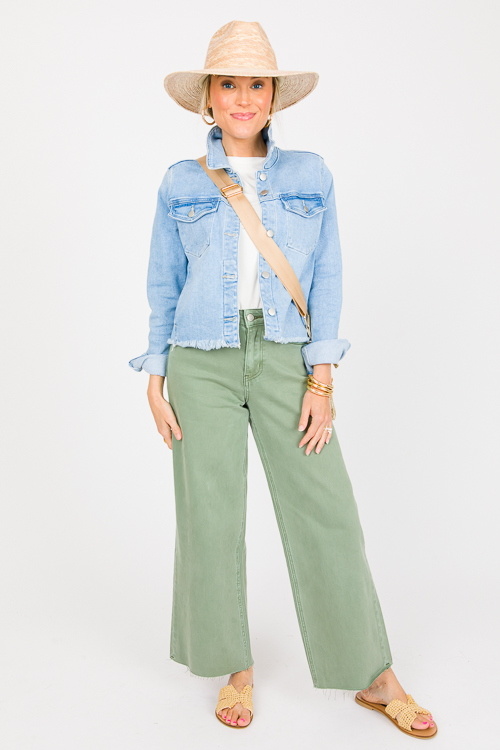 Olivia Wide Leg Jeans, Army Green