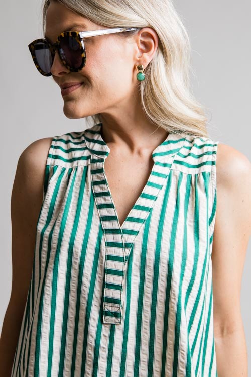 Stitch Hem Stripe Tank, Green - 0709-89.jpg