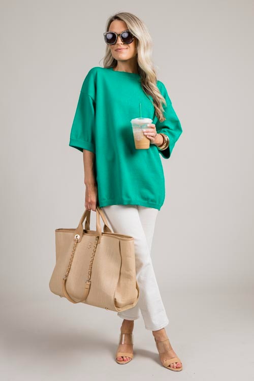 Cuff Sleeve Sweater Top, Green - 0709-93.jpg