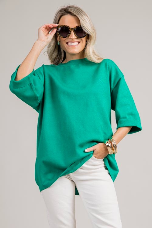 Cuff Sleeve Sweater Top, Green - 0709-94.jpg