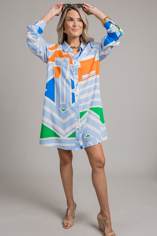 Geo Stripe Shirt Dress, Blue - 0710-54.jpg