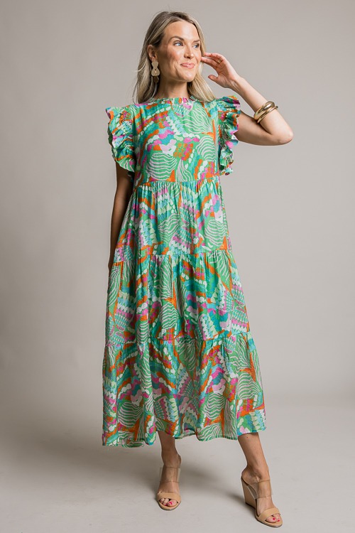 Flutter Sleeve Midi, Green Mix - 0710-56h.jpg