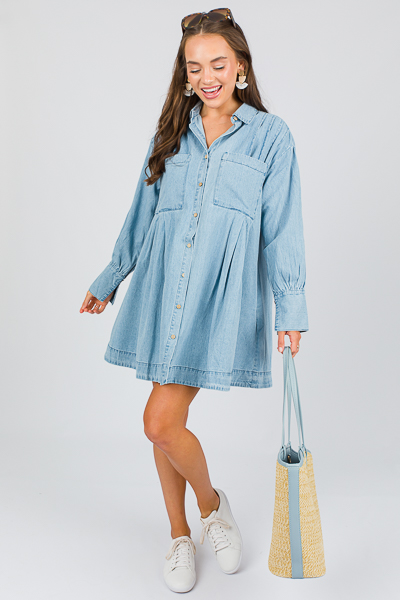 Pintuck Shirt Dress