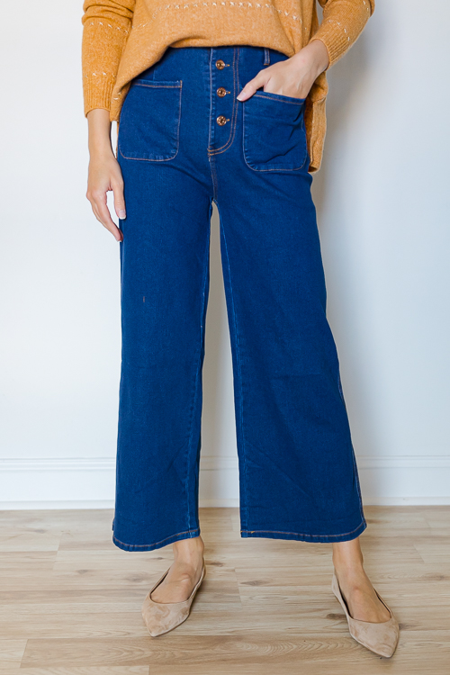 Button Fly Jeans, Dk. Denim