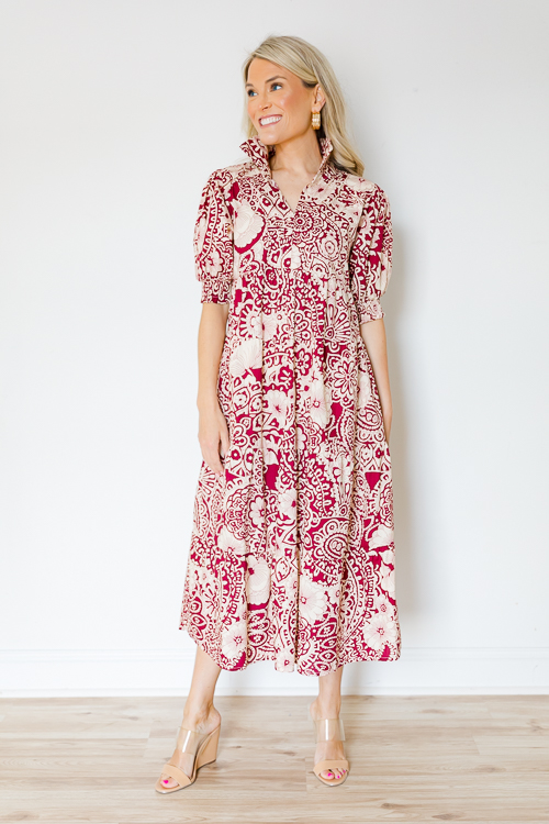 Sarah Floral Mix Midi, Sangria