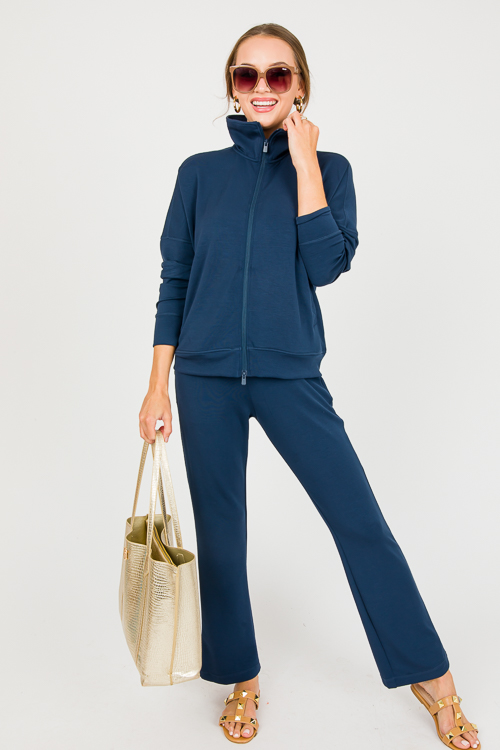 Modal-Blend Zip Jacket, Dk. Navy