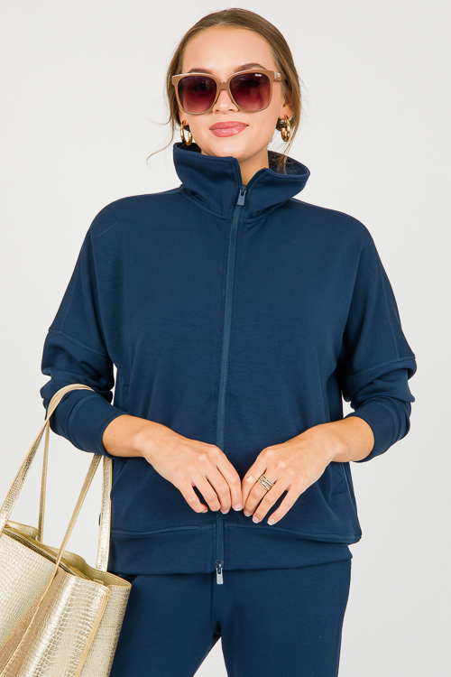 Modal-Blend Zip Jacket, Dk. Navy