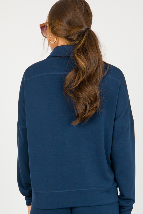 Modal-Blend Zip Jacket, Dk. Navy