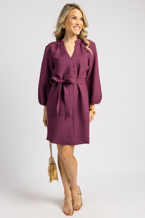 Tie Belt Texture Dress, Plum - 0904-7-Edit.jpg