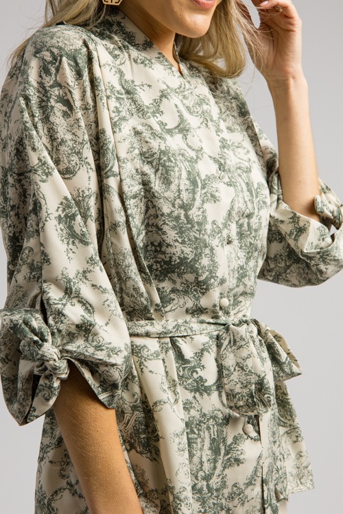 Tie Belt Printed Blouse, Forest - 0904-90.jpg