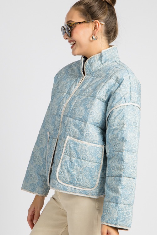 Contrast Trim Floral Jacket, Blue - 0905-102.jpg