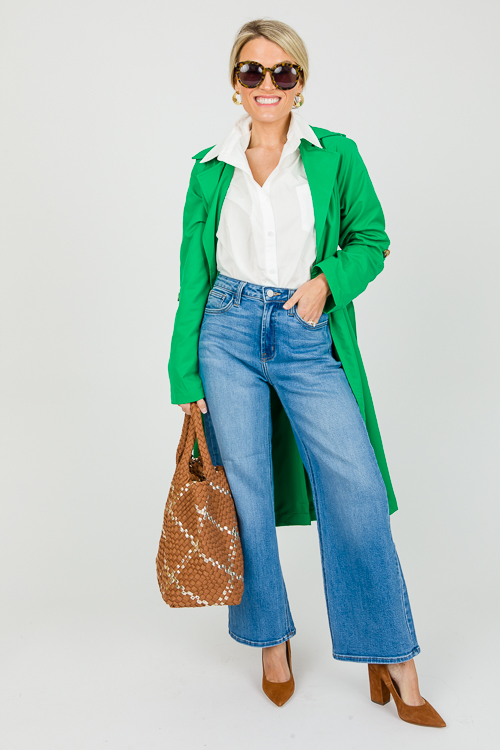 Belted Trench Coat, Kelly Green