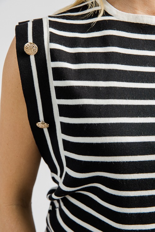 Button Detail Stripe Top, Black/White - 0906-155.jpg