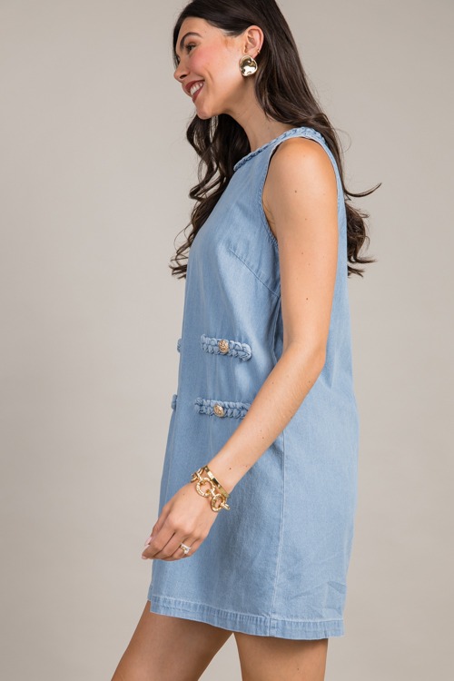 Braided Trim Chambray Dress, Light - 0910-105h.jpg