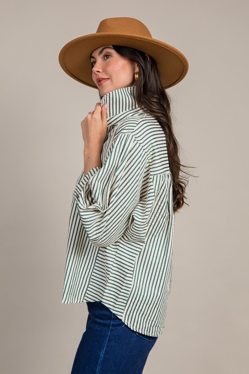 Cathleen Stripe Shirt, H. Green - 0918-145.jpg