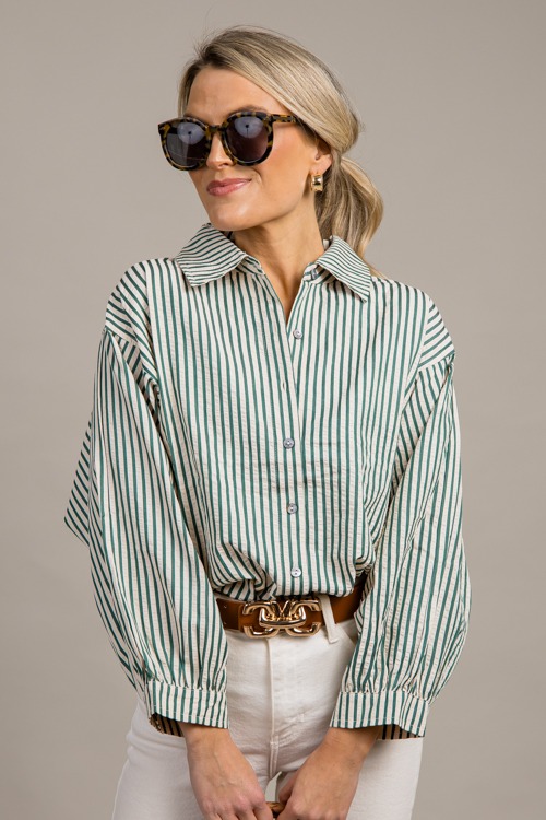 Cathleen Stripe Shirt, H. Green - 0918-149.jpg