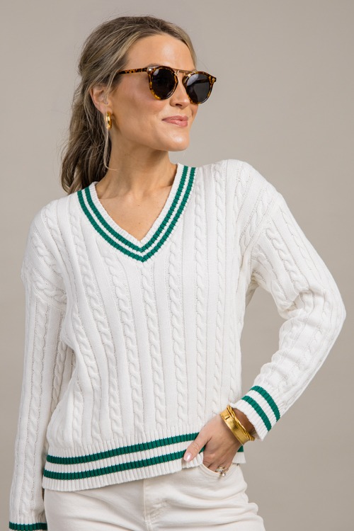 Varsity Cable Knit Sweater, White - 0918-1p.jpg