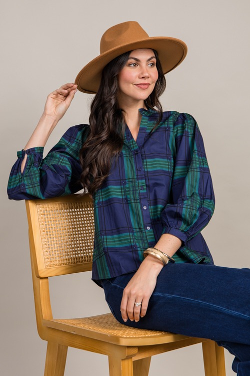 Harris Plaid Top, Navy Green - 0918-78h.jpg