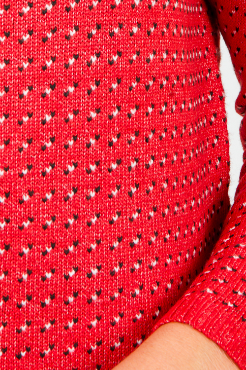 Stitch Print Sweater, Red