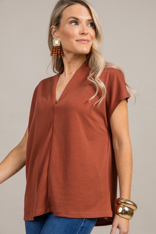 Modal V-Neck Top, Brick - 0927-42h-Edit.jpg