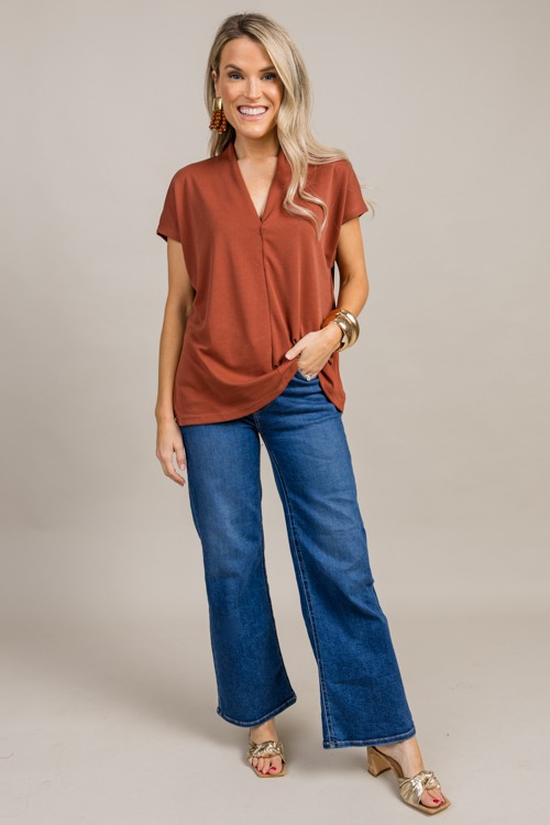 Modal V-Neck Top, Brick - 0927-45-Edit.jpg