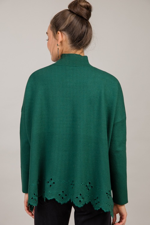 Eyelet Hem Sweater, H. Green - 0930-70.jpg