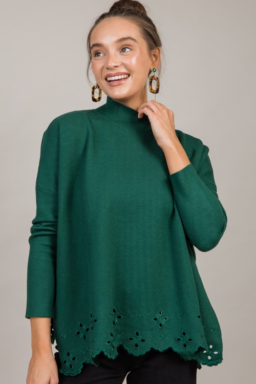 Eyelet Hem Sweater, H. Green - 0930-73.jpg