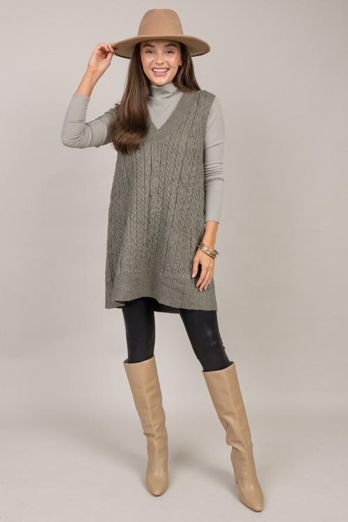 Cable Sweater Vest Tunic, Olive - 1001-50h.jpg