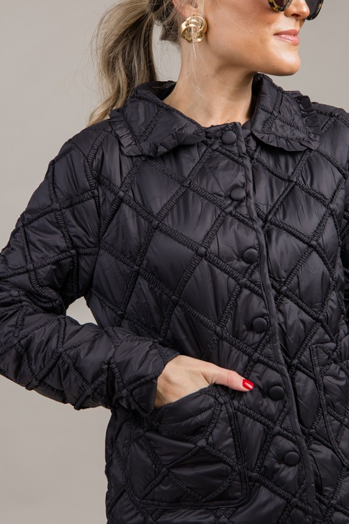 Ruffle Collar Quilted Jacket, Black - 1002-131h.jpg