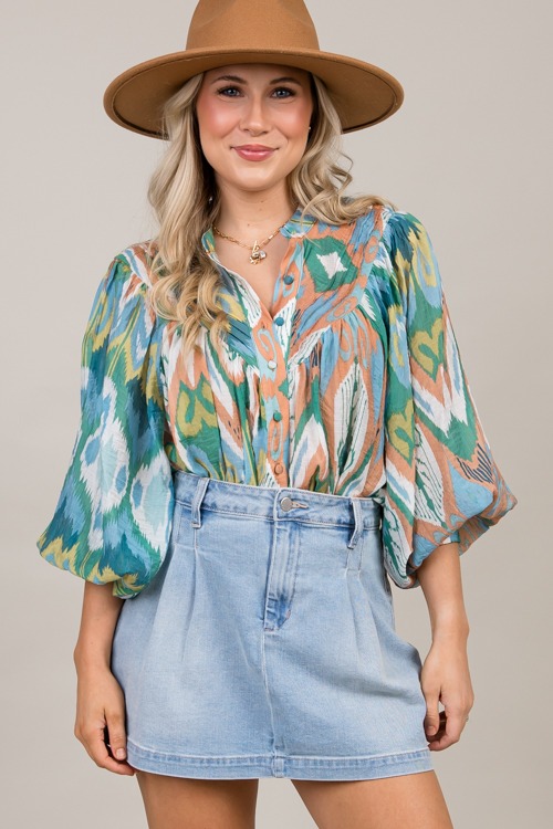 Printed Button Up Blouse, Junip - 1003-106.jpg