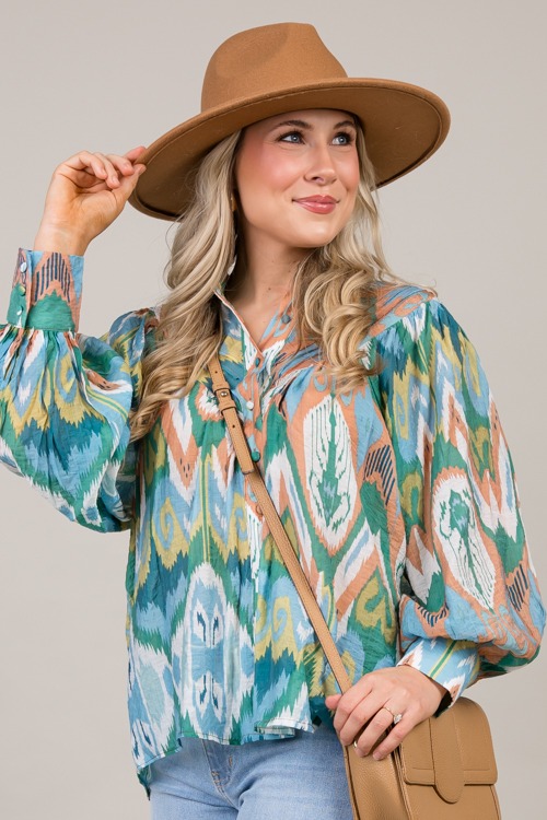 Printed Button Up Blouse, Junip - 1003-108.jpg