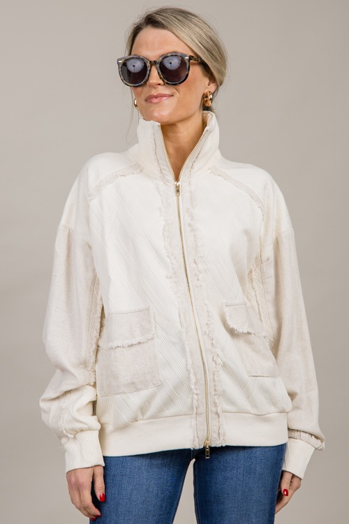 Linen Contrast Texture Jacket, - 1004-146h.jpg