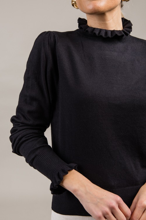 Simple Ruffle Trim Sweater, Blk - 1004-22p.jpg