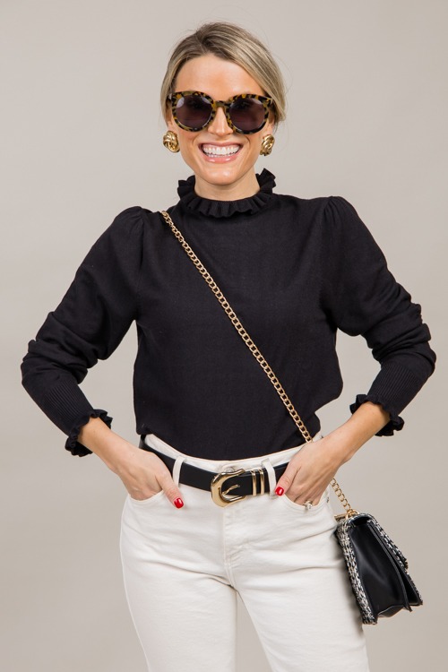 Simple Ruffle Trim Sweater, Blk - 1004-23h.jpg