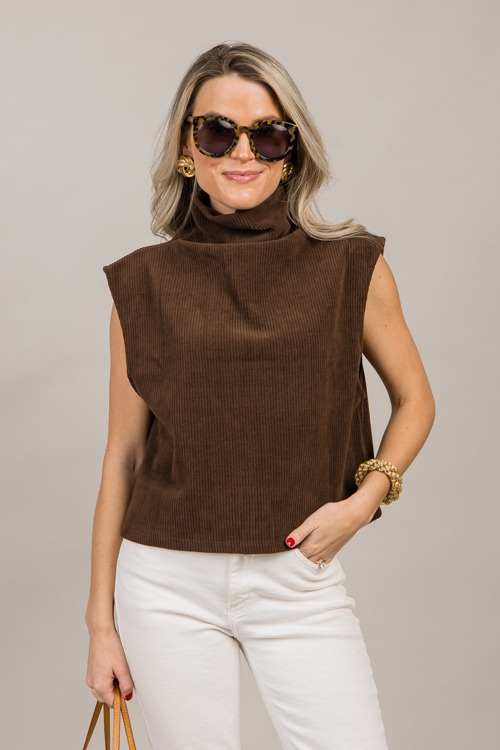 Sleeveless Mock Neck Top, Brown - 1004-36p.jpg