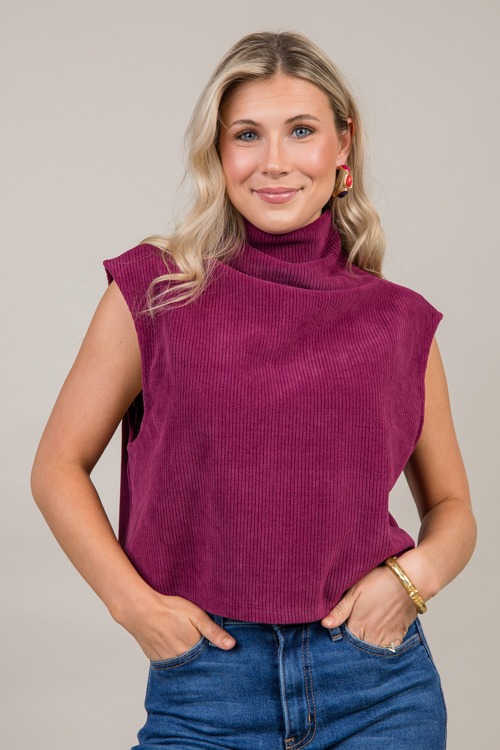 Sleeveless Mock Neck Top, Plum - 1004-49h.jpg