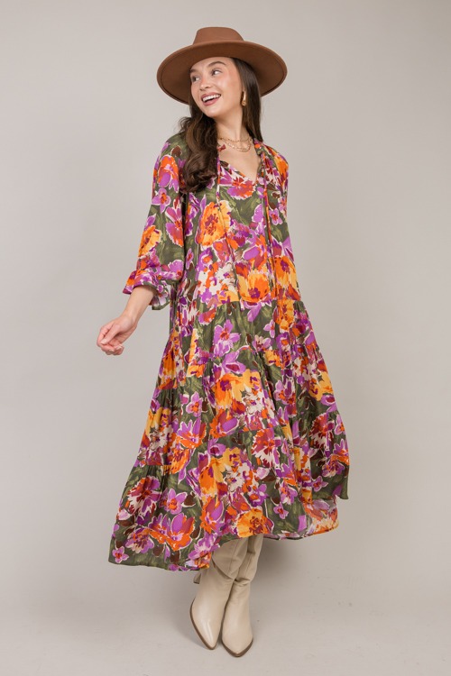 Drop Tier Floral Maxi, Olive Poppy - 1007-57p.jpg